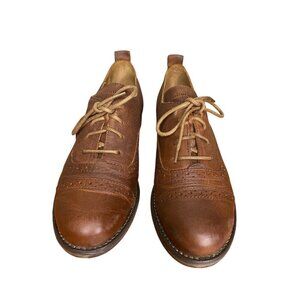 Josef Seibel Brown Leather Oxford Shoes Size 37/6 With Padded Insole & Classic
